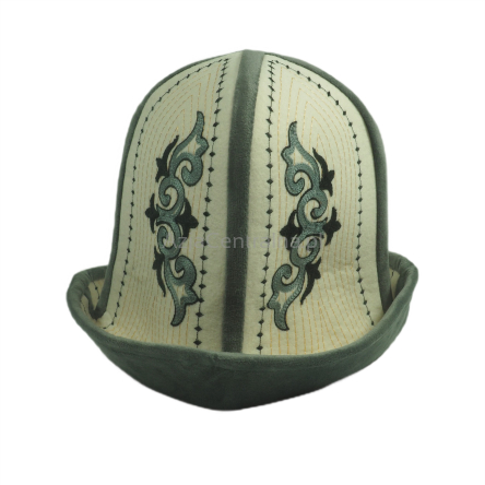 Męska czapka kirgiska kalpak tradycyjny biało-szary