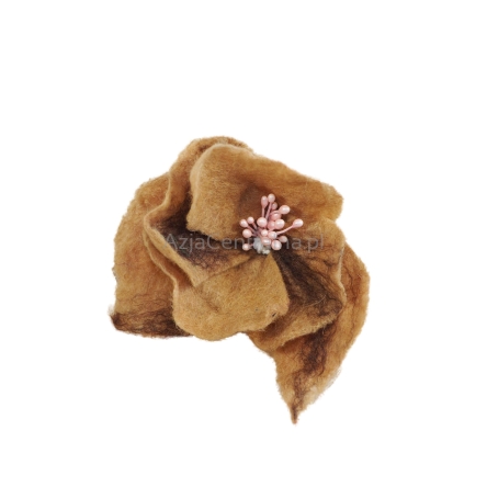 Broszka filcowa kwiat Japoński z wełny i jedwabiu