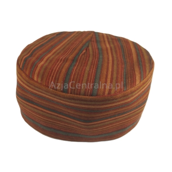 Krymka czapka męska z weluru Rudy w paski