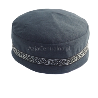 Krymka czapka męska z taśmą dekoracyjną szara