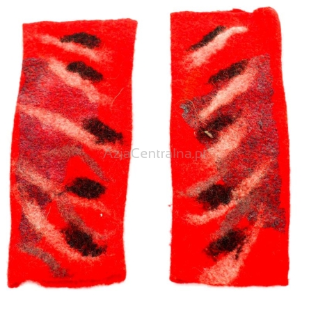Damskie  mitenki filcowe czerwone z merino