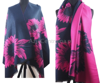 Damski elegancki szal dwustronny Granat fuksja