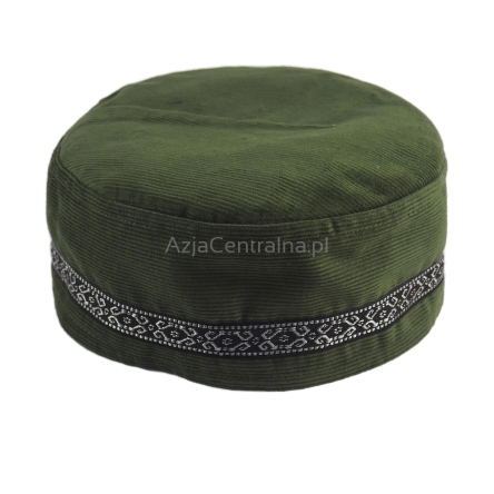 Krymka czapka męska mycka zielona sztruksowa