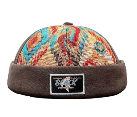 Dokerka czapka męska BRĄZOWA ETNICZNA 56-62cm