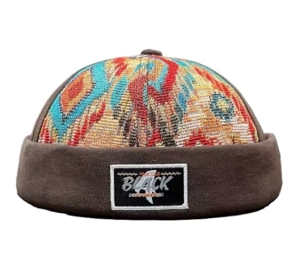 Dokerka czapka męska BRĄZOWA ETNICZNA 56-62cm
