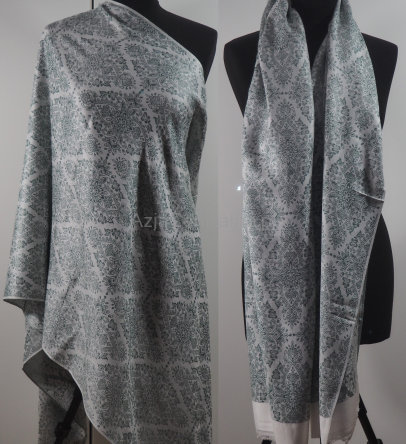 Damski szal etniczny szaro-biały
