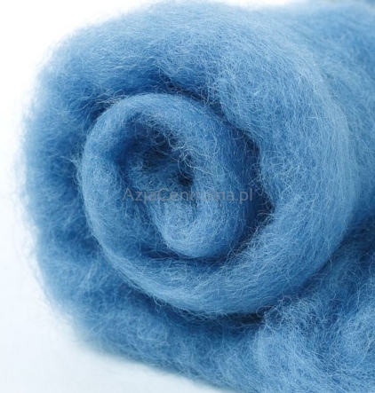 Wełna zgrzebna merynosów w błamie BŁĘKIT #608