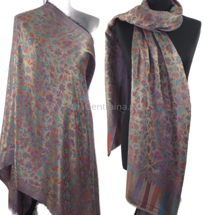 Damski szal dwustronny wielokolorowy Paisley ethniczny w kwiaty