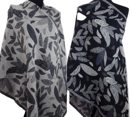 Damski męski szal z wełny merynosów w liście