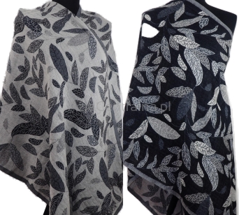 Damski męski szal z wełny merynosów w liście