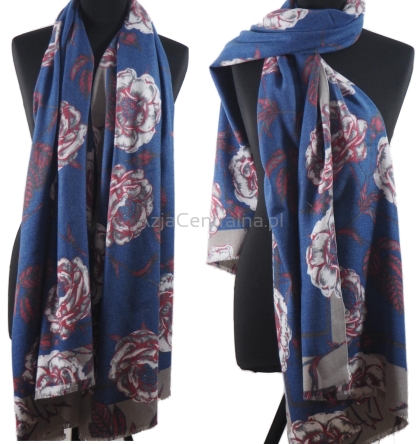 Damski elegancki szal kaszmirowy Beżowy zielony