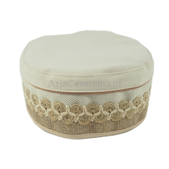 Męska czapka letnia krymka lniana z jutową taśmą