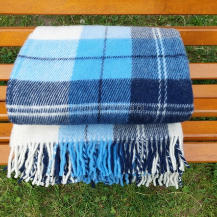 Duży wełniany koc narzuta pled z wełny merino 170x210cm
