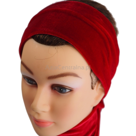 Szeroka welurowa opaska do włosów CZERWIEŃ