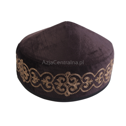 Kazachska męska czapka krymka haftowana Brązowa (53,56,59,60cm)