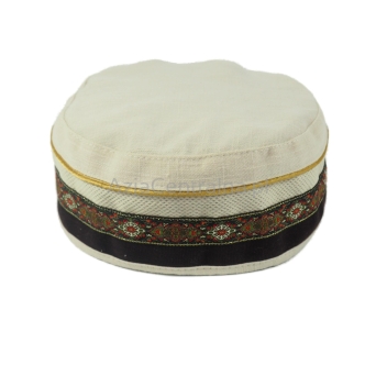 Letnia czapka męska krymka lniana kremowa ecru