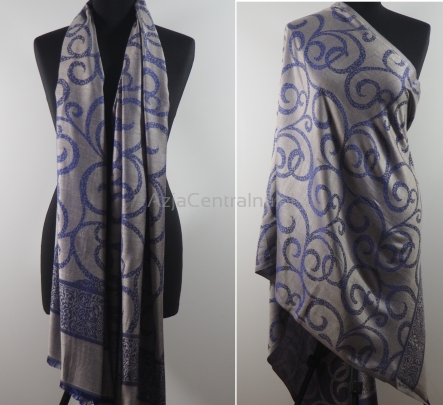 Damski szal dwustronny fioletowo srebrny