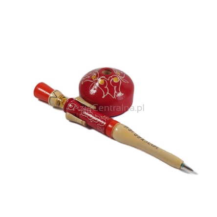 Długopis drewniany z podstawką - Kirgiz w tradycyjnym stroju i napisem Kyrgyzstan