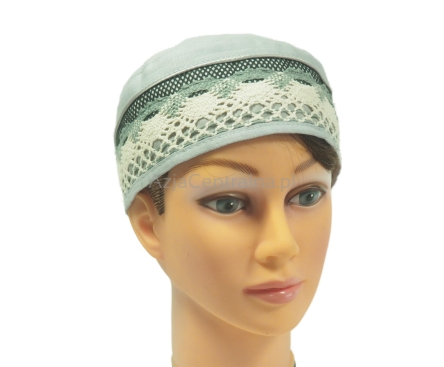 Letnia czapka damska męska krymka lniana jasnoszara boho