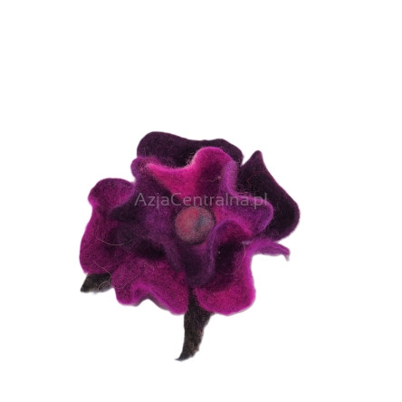 Broszka kwiat filcowana z wełny i jedwabiu