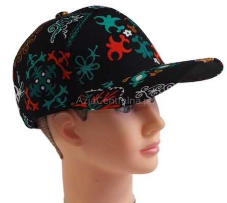 Męska damaska czapka bejsbolówka Etniczna Czarna