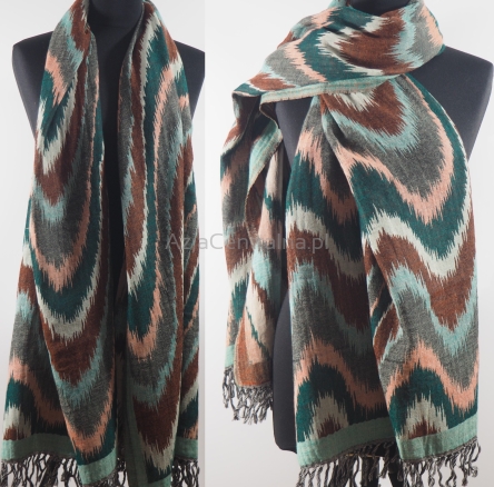 Wełniany damski szal merynosów etniczny Ikat