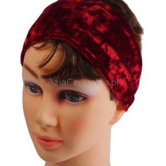 Szeroka welurowa opaska do włosów BORDOWA