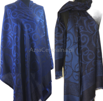 Damski szal granatowo szafirowo granatowy
