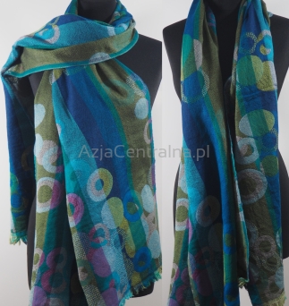 Damski szal wełniany z merynosów Turkusowy