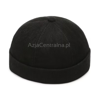 Dokerka czapka męska sztruksowa CZARNA 55-58cm