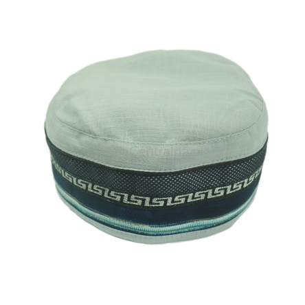 Letnia czapka męska krymka lniana jasnoszara