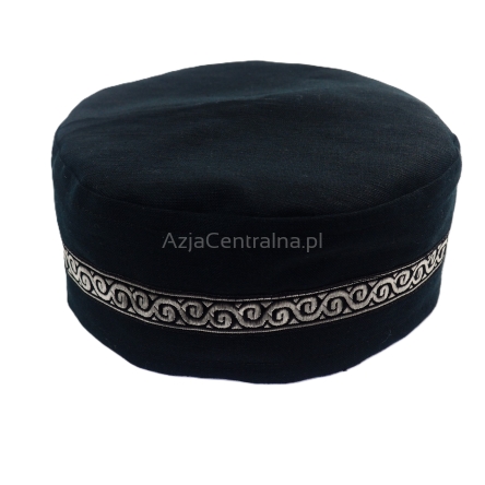 Krymka klasyczna lniana ciemna z taśma ozdobna