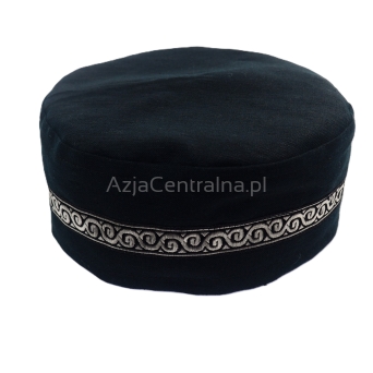 Krymka klasyczna lniana ciemna z taśma ozdobna