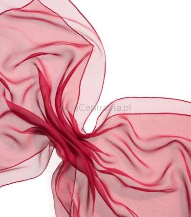 Damski szal jedwabny 180x55cm CZERWONY 100% jedwab