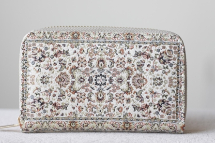 Orientalna etno portmonetka damska - portfel pastelowy kremowy złoty 