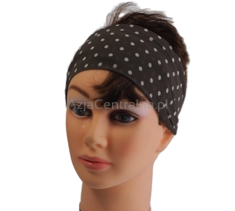 Damska opaska na włosy w groszki Brązowo-biała