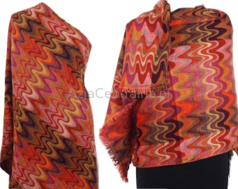 Damski szal wełniany z merynosów Ognisty