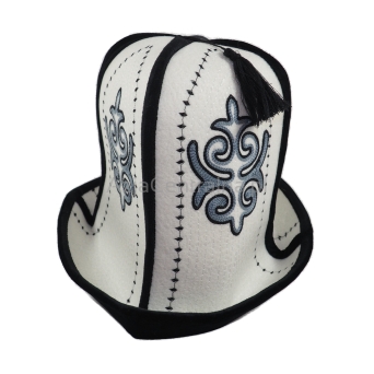 Męska czapka kirgiska kalpak tradycyjny biało-czarny