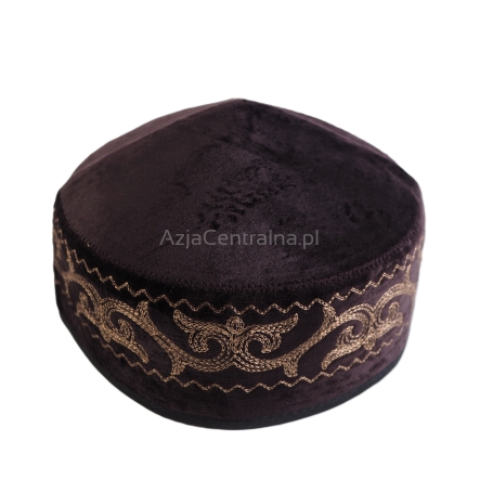 Kazachska męska czapka krymka haftowana Brązowa (59cm)