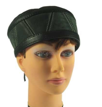 Skórzana czapka męska krymka czarna ze skóry 58-61cm