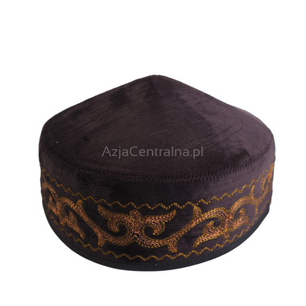 Kazachska męska czapka krymka haftowana Brązowa (58,59cm)