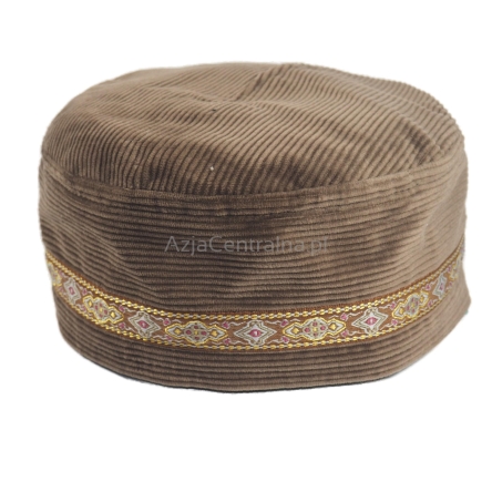 Krymka czapka męska mycka brąz klasyczna sztruks