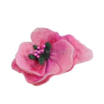 Broszka filcowa kwiat Japoński z wełny i jedwabiu