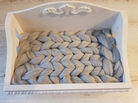 Kocyk czesankowy do sesji noworodkowej MELANŻ SREBRNY