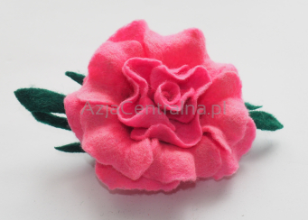 Wełniana róża kwiat na gumce do włósów