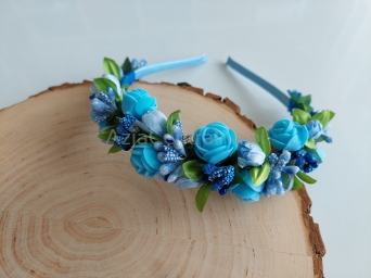 Opaska kwiecista Błekitno niebieska