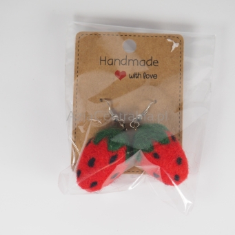 Kolczyki filcowe z wełny merino TRUSKAWKA