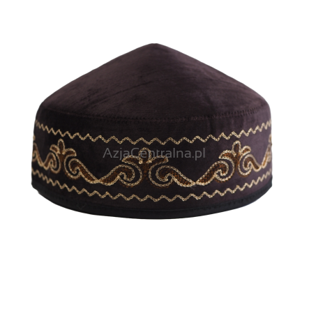 Kazachska męska czapka krymka haftowana Brązowa (58,59cm)