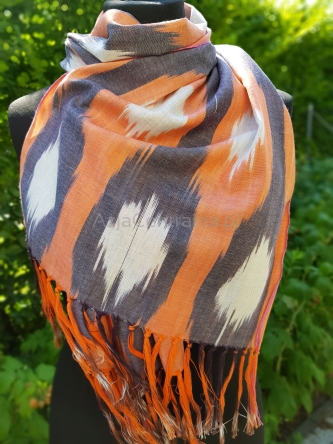 Uzbecki szal bawełniany IKAT w stylu etno i boho