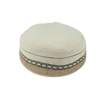 Męska letnia czapka lniana krymka z jutową taśmą